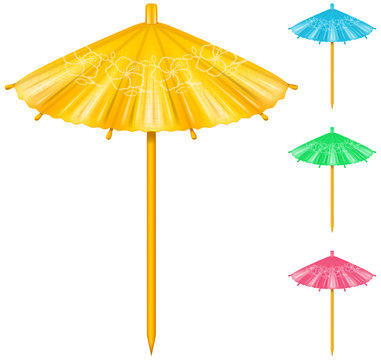 Cocktail umbrella in four color schemes.