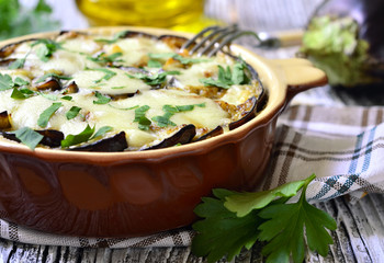 Musaka - traditional dish of greek cuisine. © lilechka75