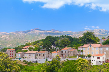 Fototapeta na wymiar Aullene village, Corsica, France. Rural landscape