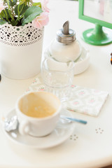 Empty Coffee Cup on Cafe Table