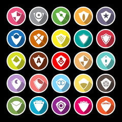 Design shield flat icons with long shadow