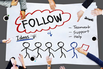 Follow Support Ideas Teamwork Social Media Concept