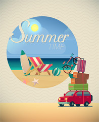 summer holiday in beach vector illustration