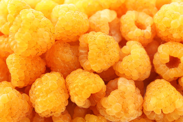 Yellow raspberries, closeup