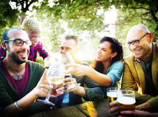 Fototapeta na wymiar Friends Party Outdoors Celebration Happiness Concept