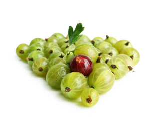 Green gooseberry isolated on white