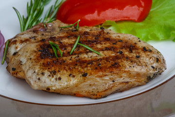 Grilled pork steak