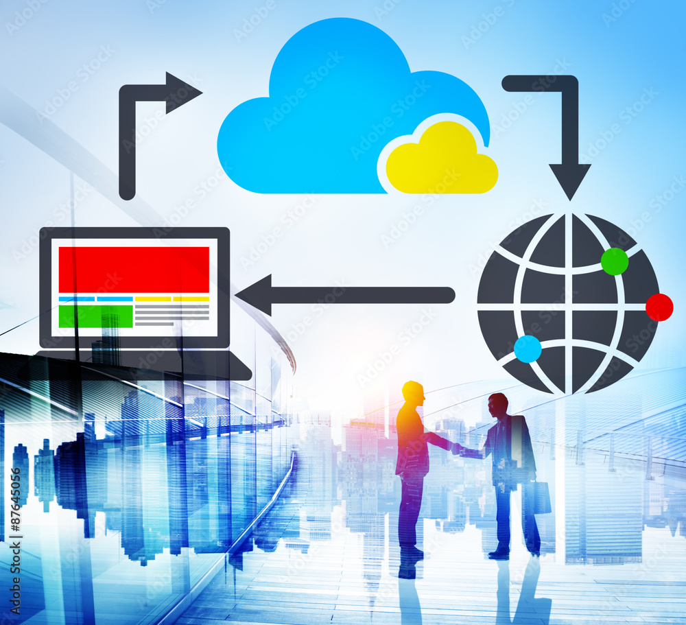Poster cloud computing data information network concept