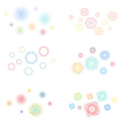 set of fireworks on a white background