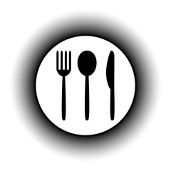 Fork, spoon and knife button.