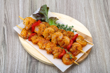 Raw prawn skewer