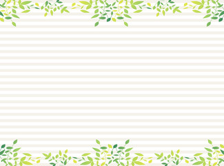 Obraz premium 葉っぱ フレーム ストライプ背景