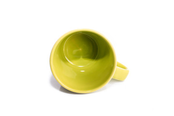 Green cup isolated on white background