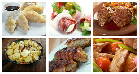 set of different  meat