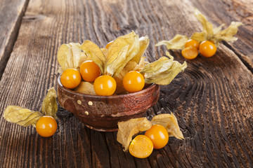 Physalis, groundcherries in bowl.