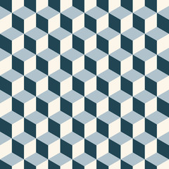 Vintage cubes 3d pattern background. Retro vector pattern.