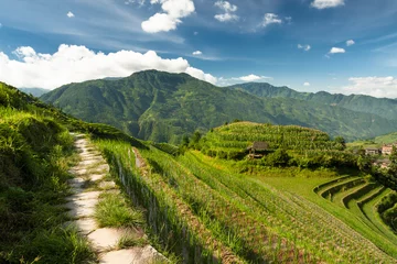 Gordijnen Longsheng rice terraces guilin china landscape © Juhku