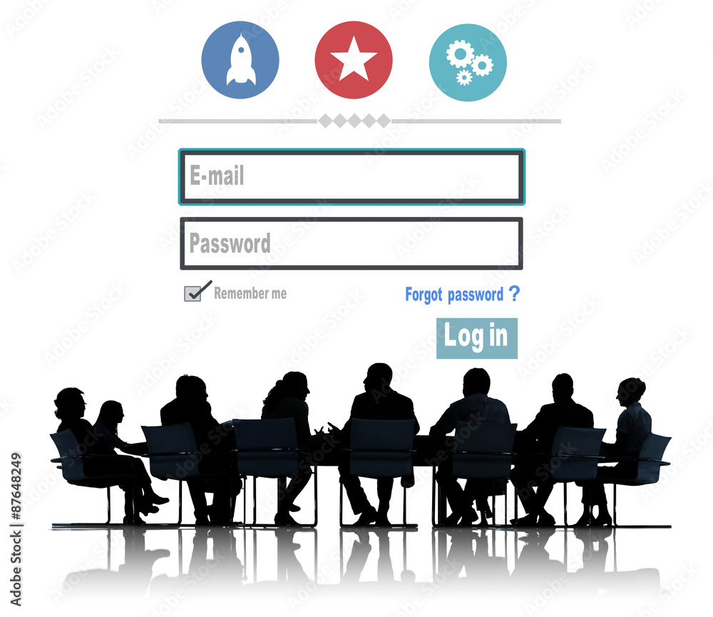 Poster log in security username password protection privacy concept