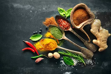 Fotobehang Various herbs and spices © Alexander Raths