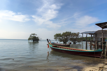 Fototapeta na wymiar Boats in Koh Mook Coast Line.