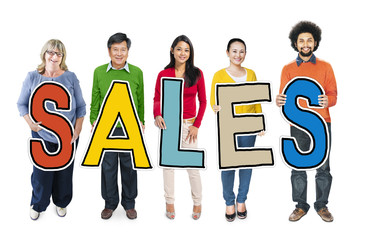 Group of People Standing Holding Sales Letter