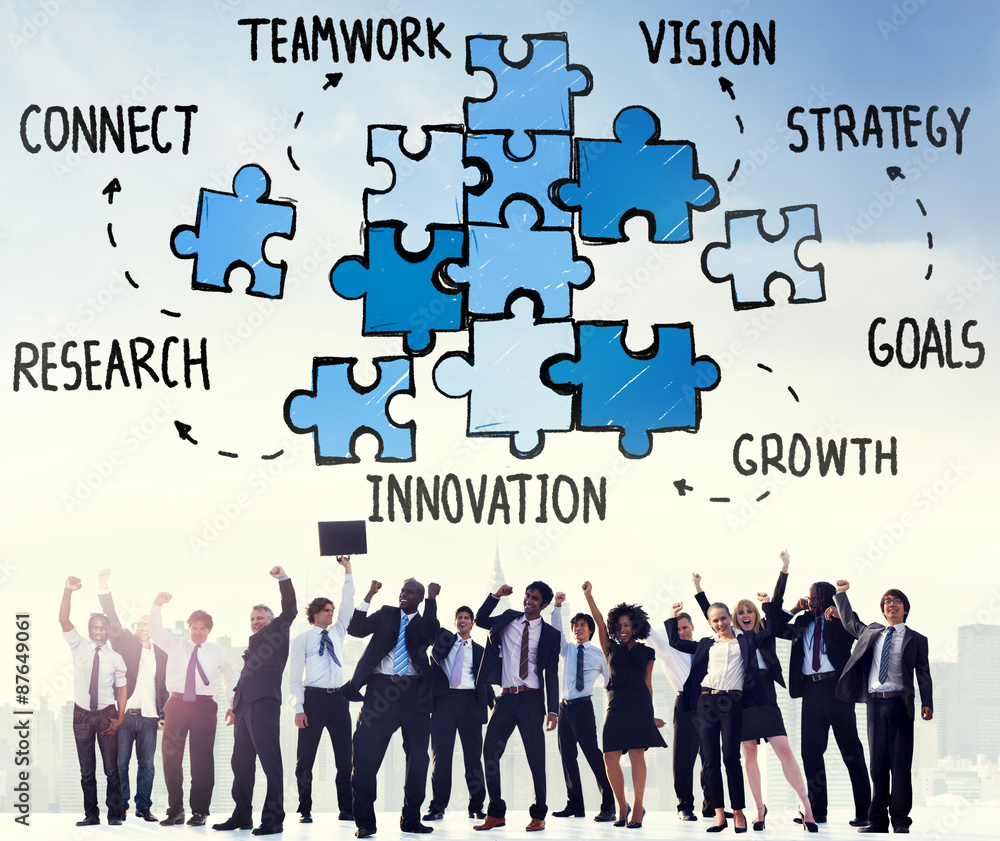 Poster teamwork team collaboration connection togetherness unity concep