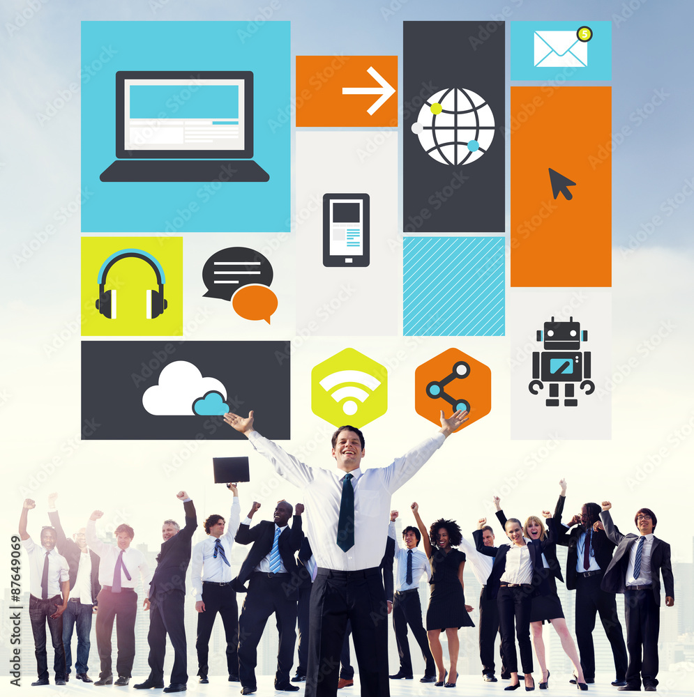Poster computer cloud computing storage media digital concept