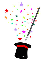 Magic wand and hat 