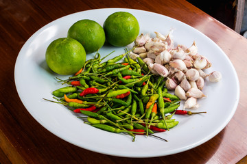 Thai spices on white dish
