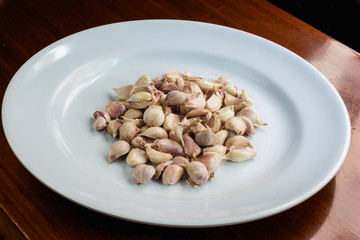 Thai garlic on white dish