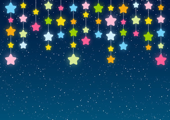 Color stars on blue sky background