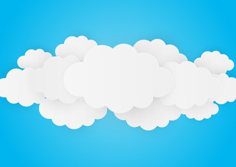Paper clouds on blue background 4