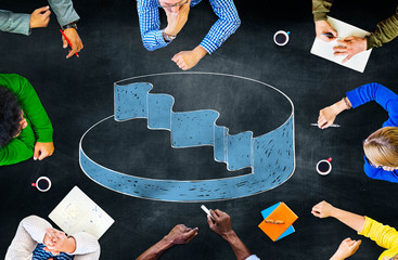 Graph Pie Chart Sharing Marketing Concept