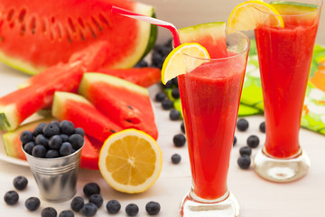 Watermelon with blueberries