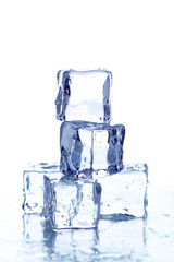 Ice cubes on white background