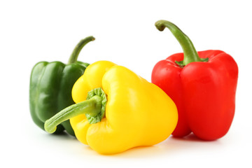 Three fresh pepper isolated on white