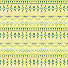Tribal ethnic seamless stripe pattern on yellow background