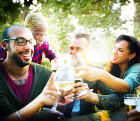 Friends Party Outdoors Celebration Happiness Concept