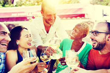 Diverse People Friends Hanging Out Drinking Concept