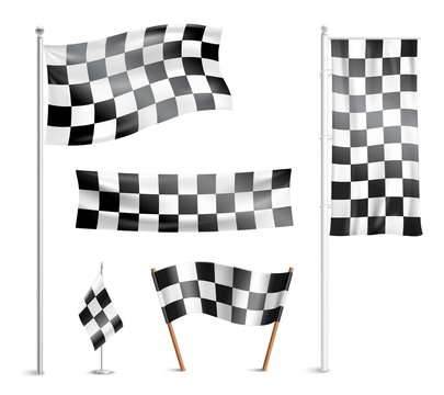 Checkered flags pictograms collection