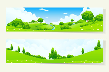Two Horizontal Banners with Nature Landscape