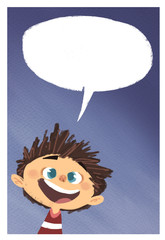 niño hablando con bocadillo