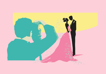 Vector illustration of wedding shooting