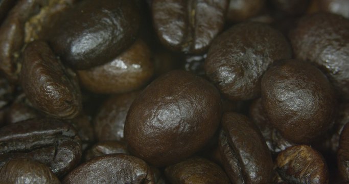 Brown coffee beans, close-up of coffee beans for background 