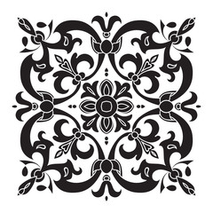 Hand drawing decorative tile pattern. Italian majolica style
