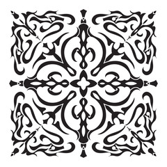 Hand drawing decorative tile pattern. Italian majolica style