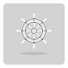 Vector of flat icon, steering wheel for a ship or boat on isolated background