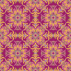 Hand drawing tile color seamless parttern. Italian majolica style