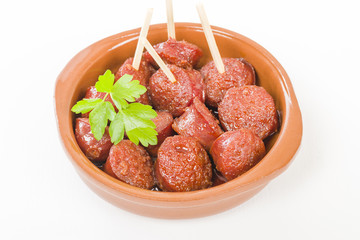 Chorizo a la Sidra - Spanish spicy chorizo sausages cooked in cider.

