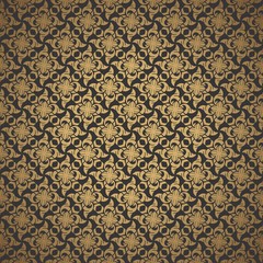 Vintage pattern. Golden oriental vintage pattern. Dark Arabic pattern.